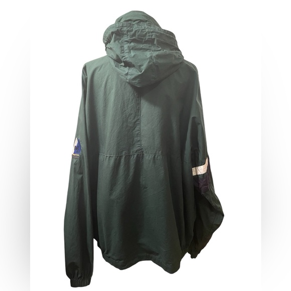 Vintage 90s Nautica Forest Green Windbreaker / Raincoat w fold up hood- Size XL - Picture 12 of 13